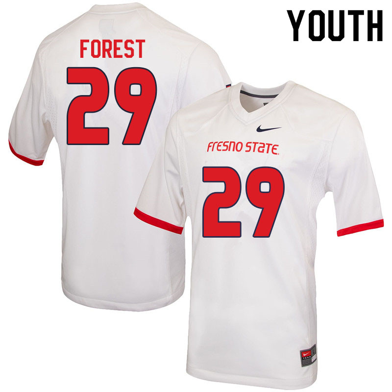 Youth #29 Kamron Forest Fresno State Bulldogs College Football Jerseys Sale-White - Click Image to Close